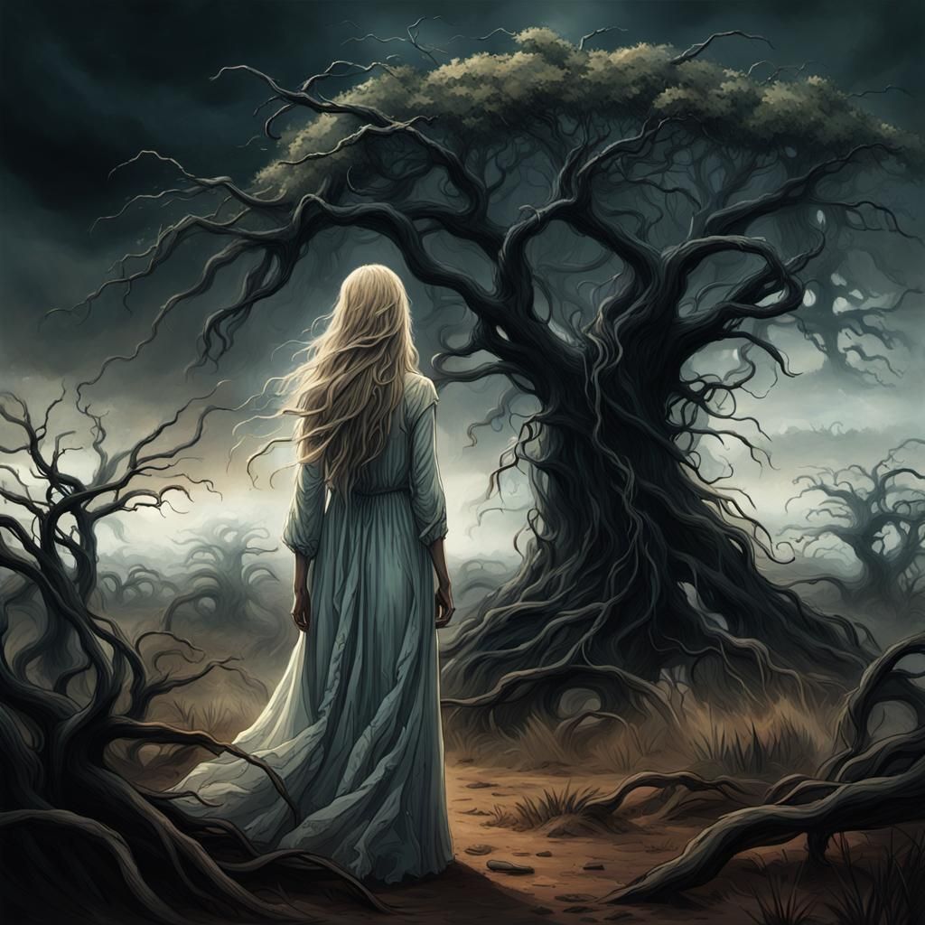 Dark Fantasy Goddess Emerging from the African Savannah