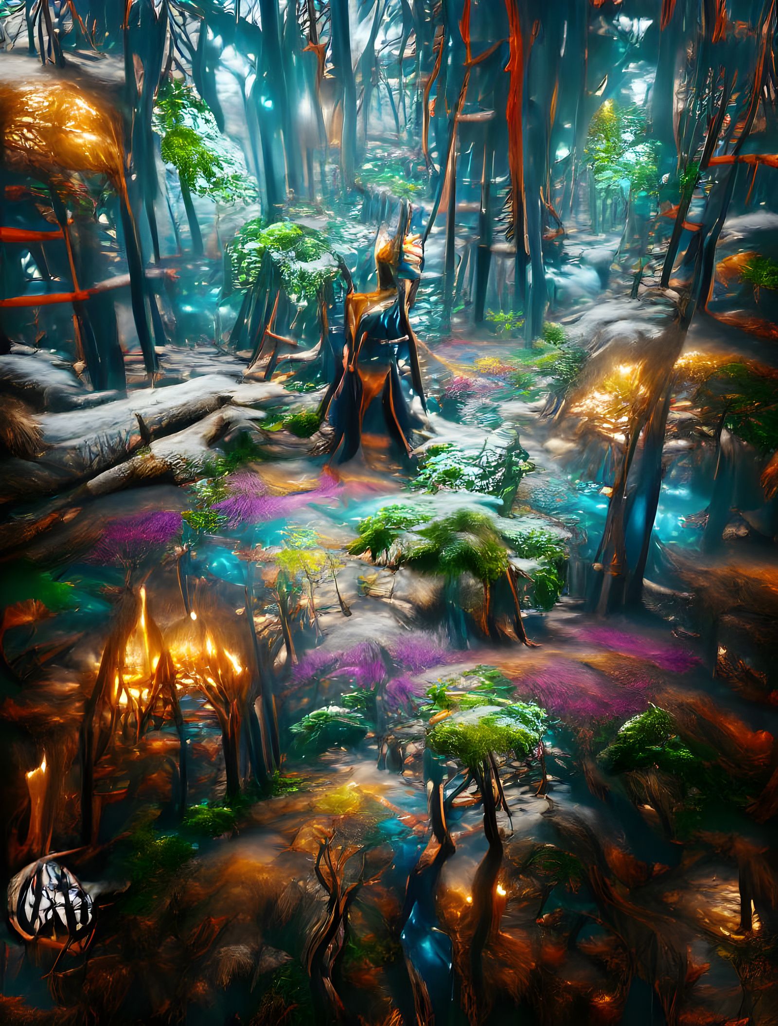 Asgardian Forest in Vibrant, Detailed Style