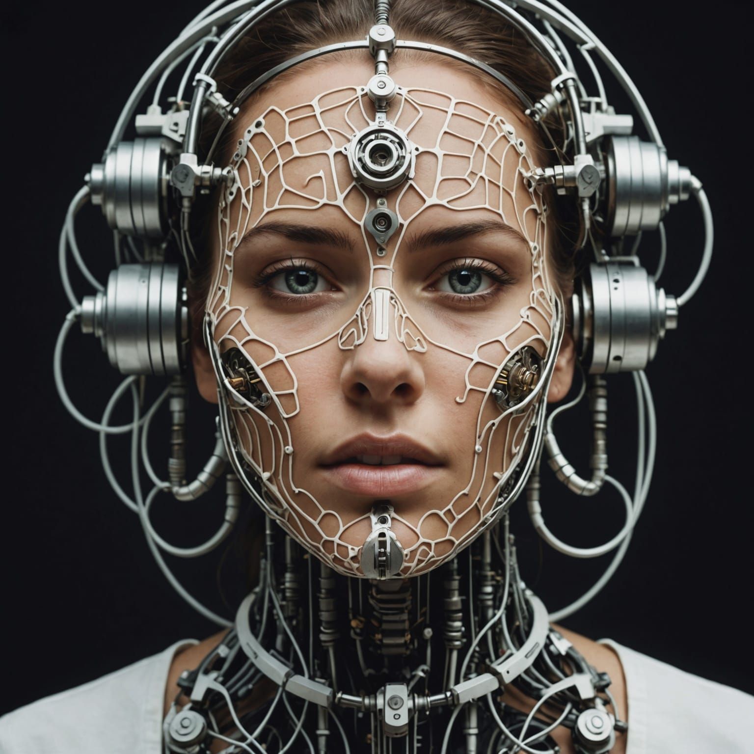 A Futuristic Being with Perfect Facial Features Interfaces w...
