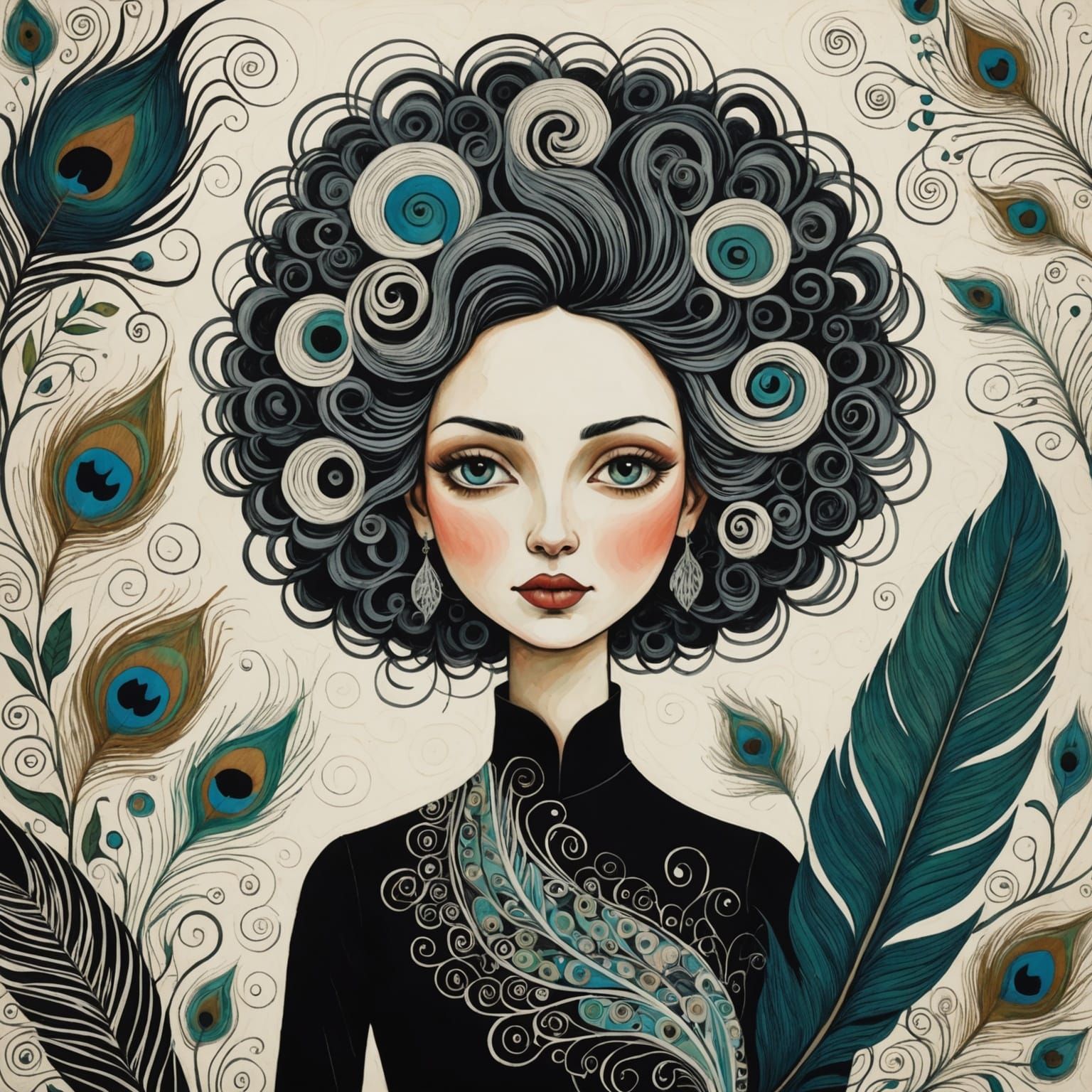 Whimsical Woman in Impasto Style