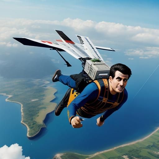 Man in Flight Captured in Daring Artwork