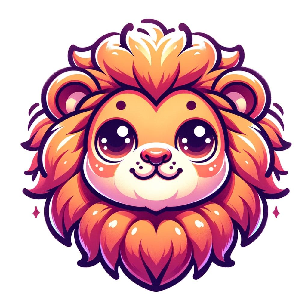 Cute Cartoon Lion Illustration with Playful Grin