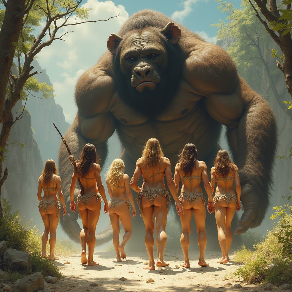 Neanderthal Women Hunt Mammoth in Prehistoric Landscape