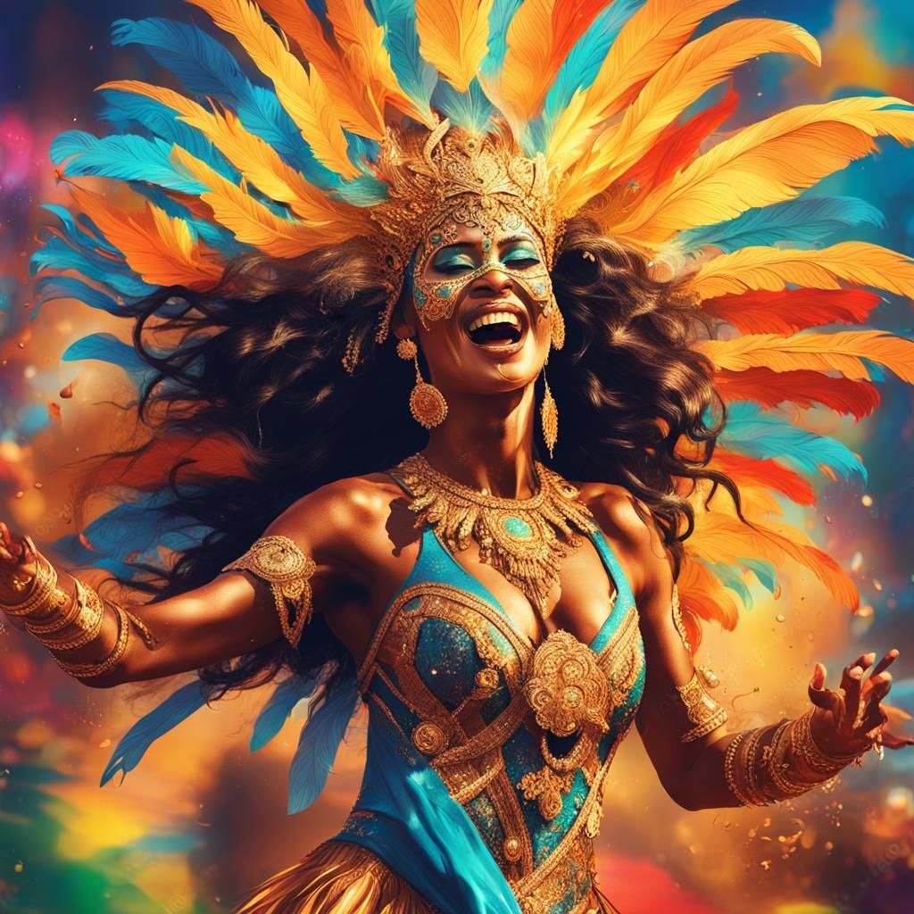Vibrant Carnival Dancer in Hyperrealistic Style