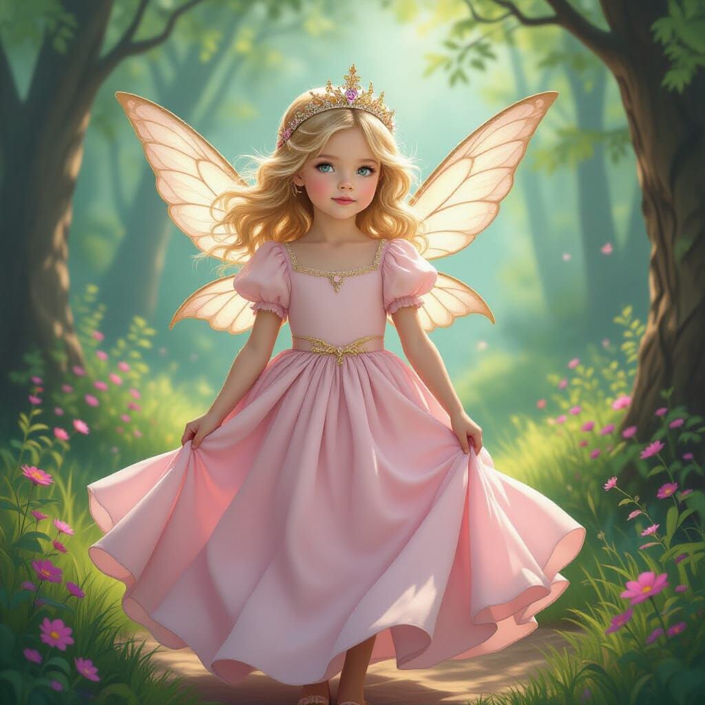 Fairy Princess in Whimsical Forest Illustration
