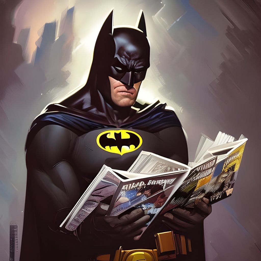 Batman Enjoys a Favorite Comic Book in a Dazzling Portrait