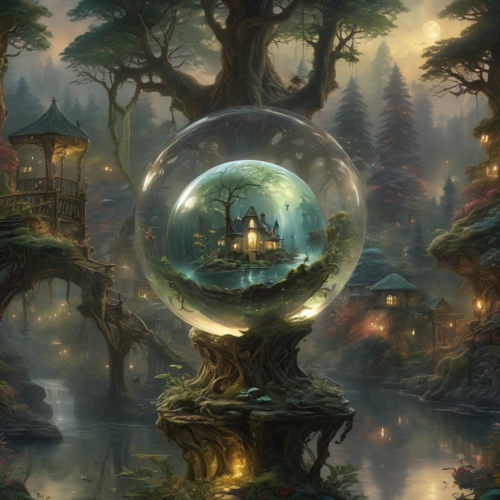Crystal Ball Unveils Alien Ecosystem in Ethereal Fantasy