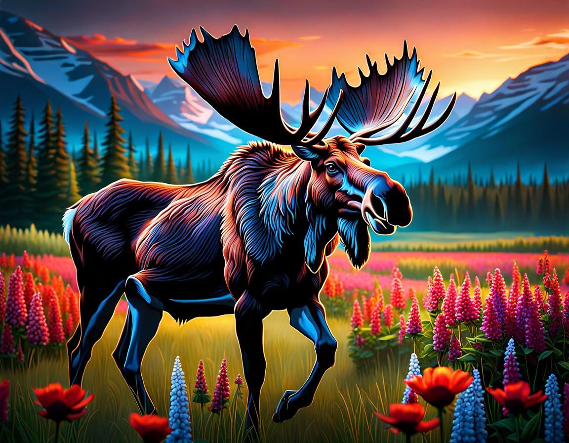Majestic Moose in Vibrant Canadian Landscape