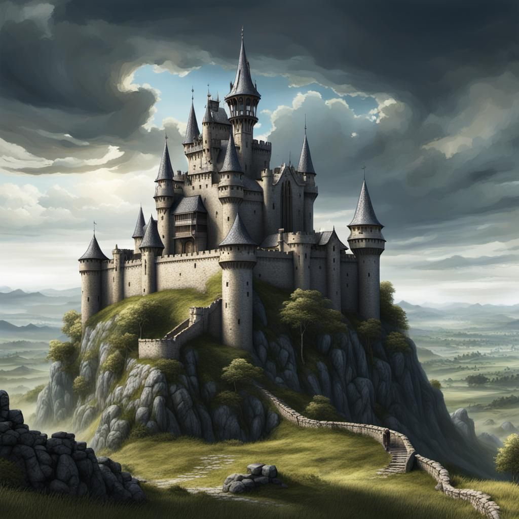 Medieval Castle in a Luis Royo-Inspired Aesthetic