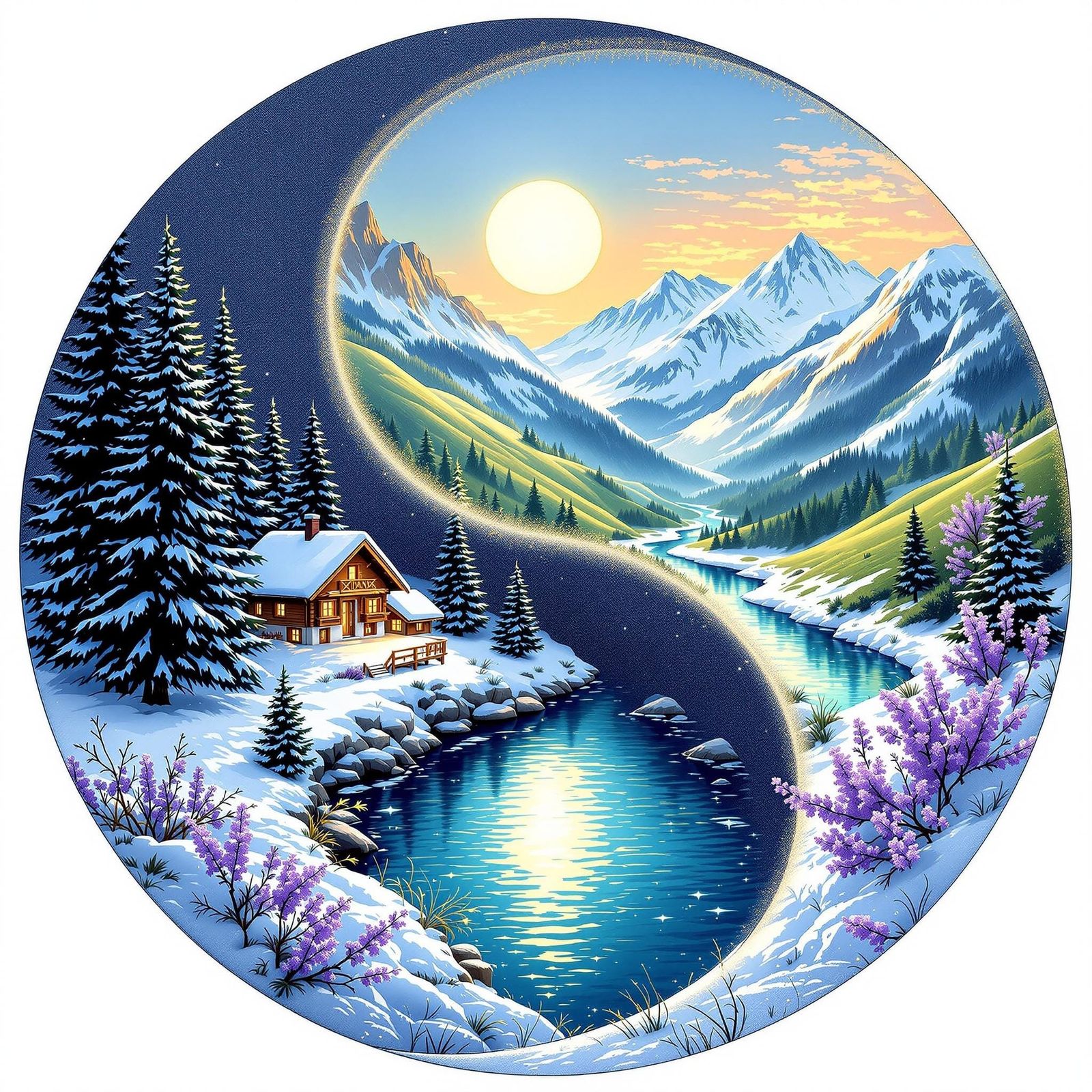 Yin Yang Balance: Winter Serenity Meets Spring Bloom