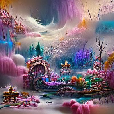 AI Thought Processes in Whimsical Cyberpunk Wonderland