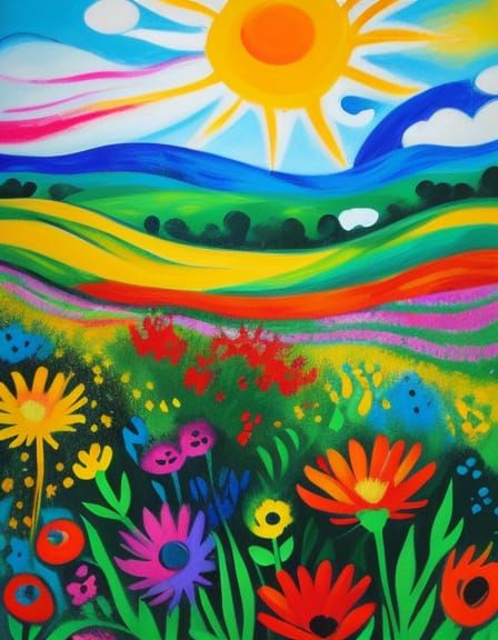 Joyful Multicultural Gathering in Vibrant Expressionist Oil ...