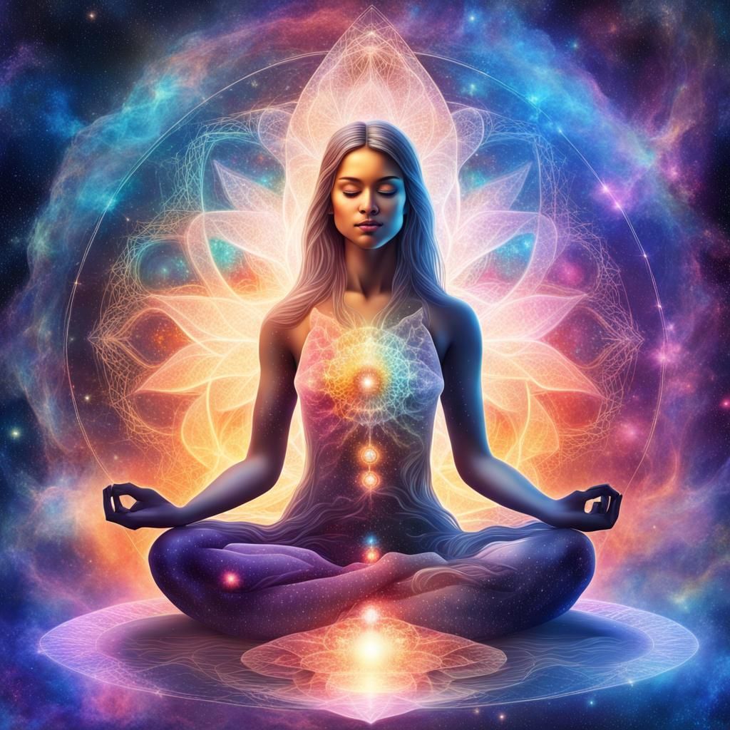 Cosmic Goddess Meditates in Holographic Bliss
