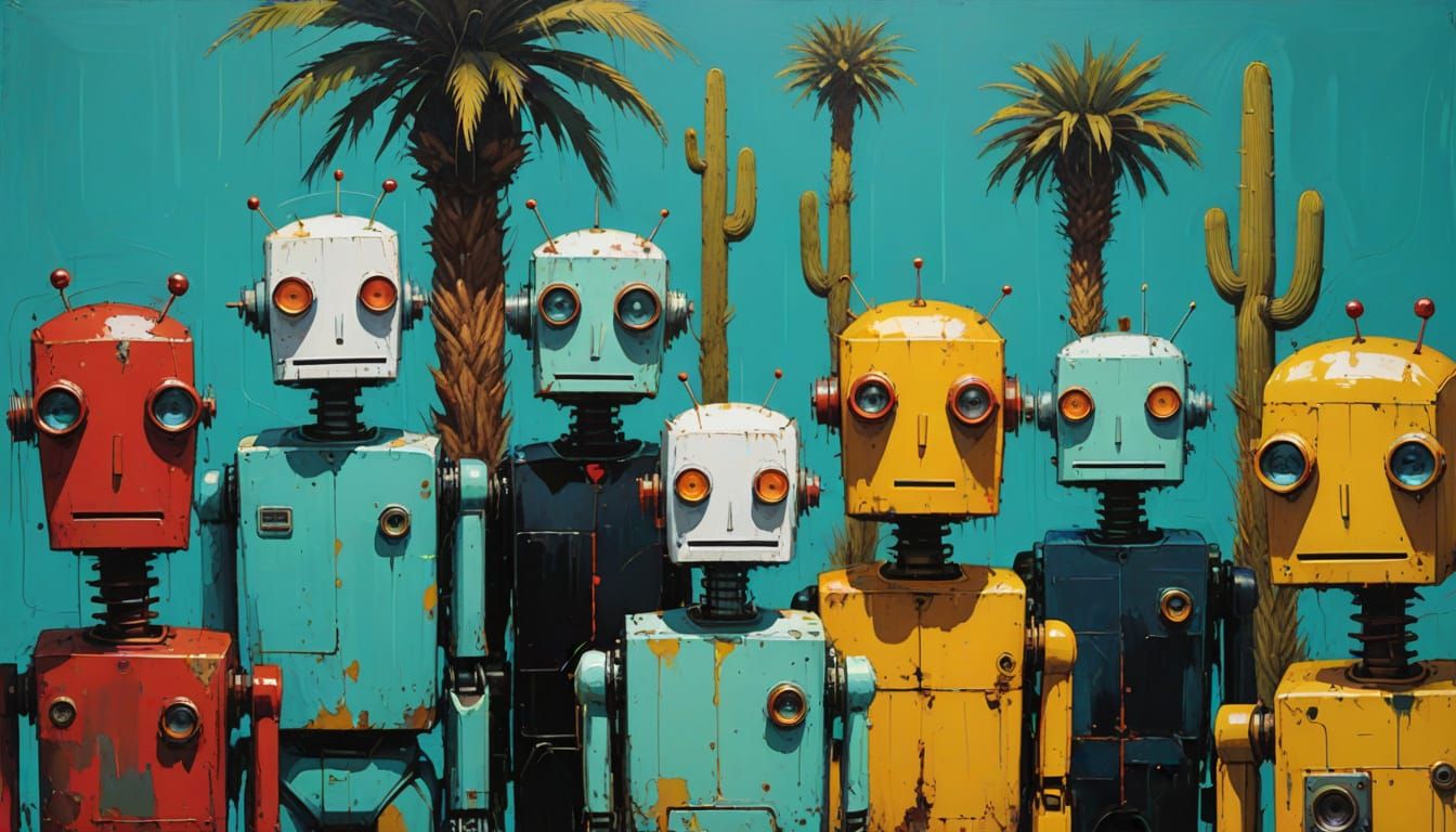 Roboter, Palmen und Kakteen /  Robots, palm trees and cacti