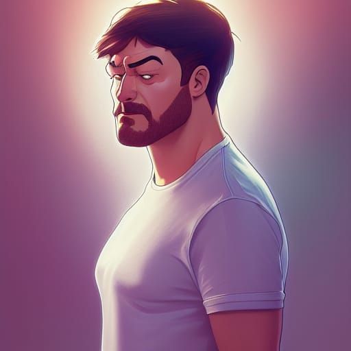 Dramatic Family Guy Concept Art in Triadic Colors