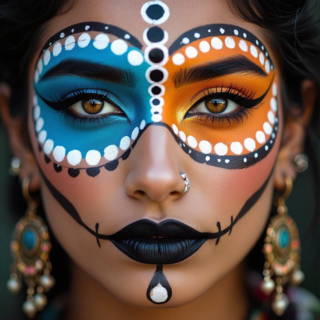 Intricate Face Paint Art Close-Up
