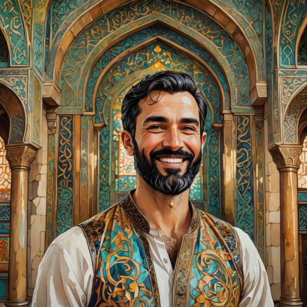 Elegant Iranian Gentleman in a Splendid Mosque