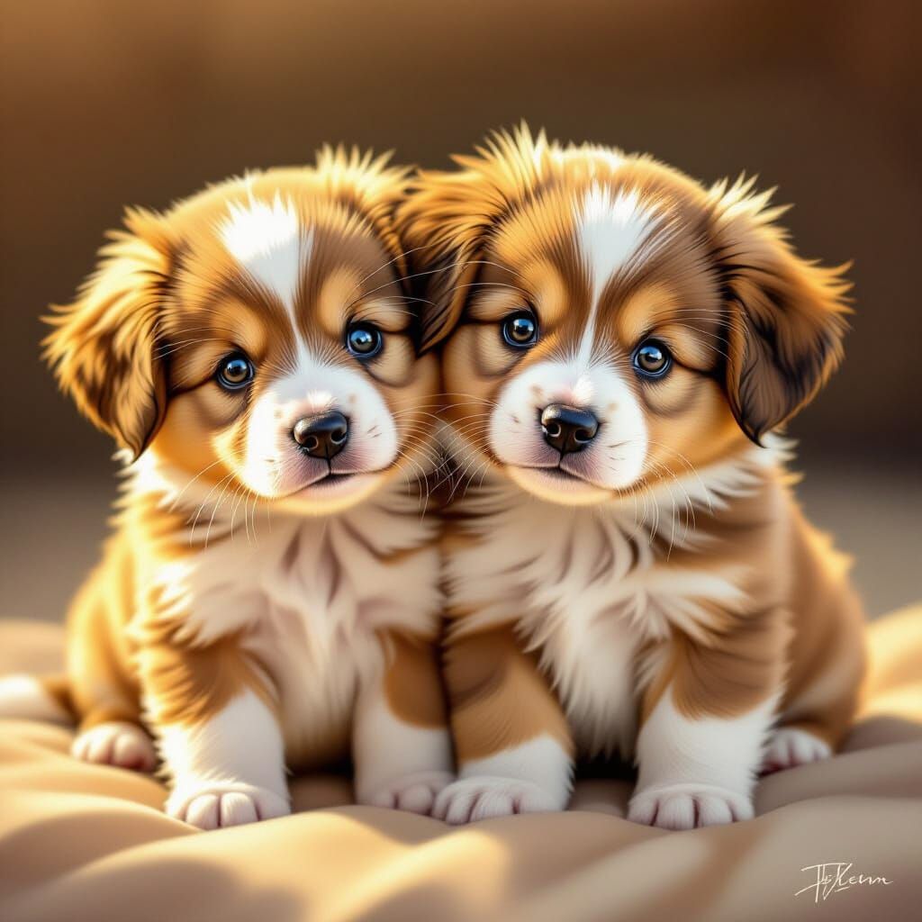 Two Adorable Puppies with Soulful Eyes