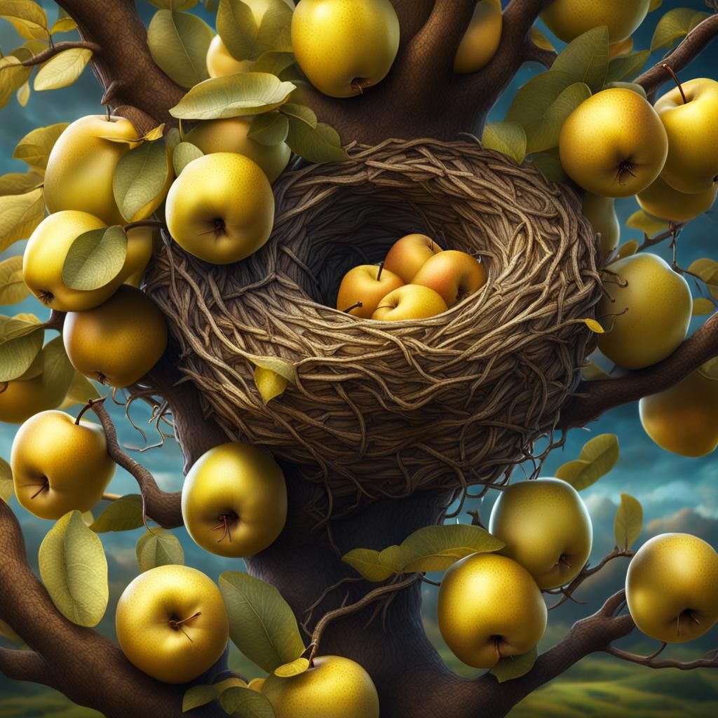 Epic Golden Tree with Yellow Jacket Nest