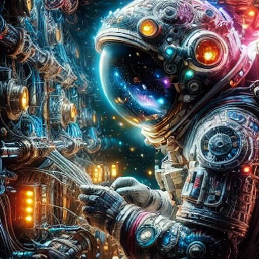 Cosmic Cyborg Astronaut Hunts Down Lost Satellite in Space