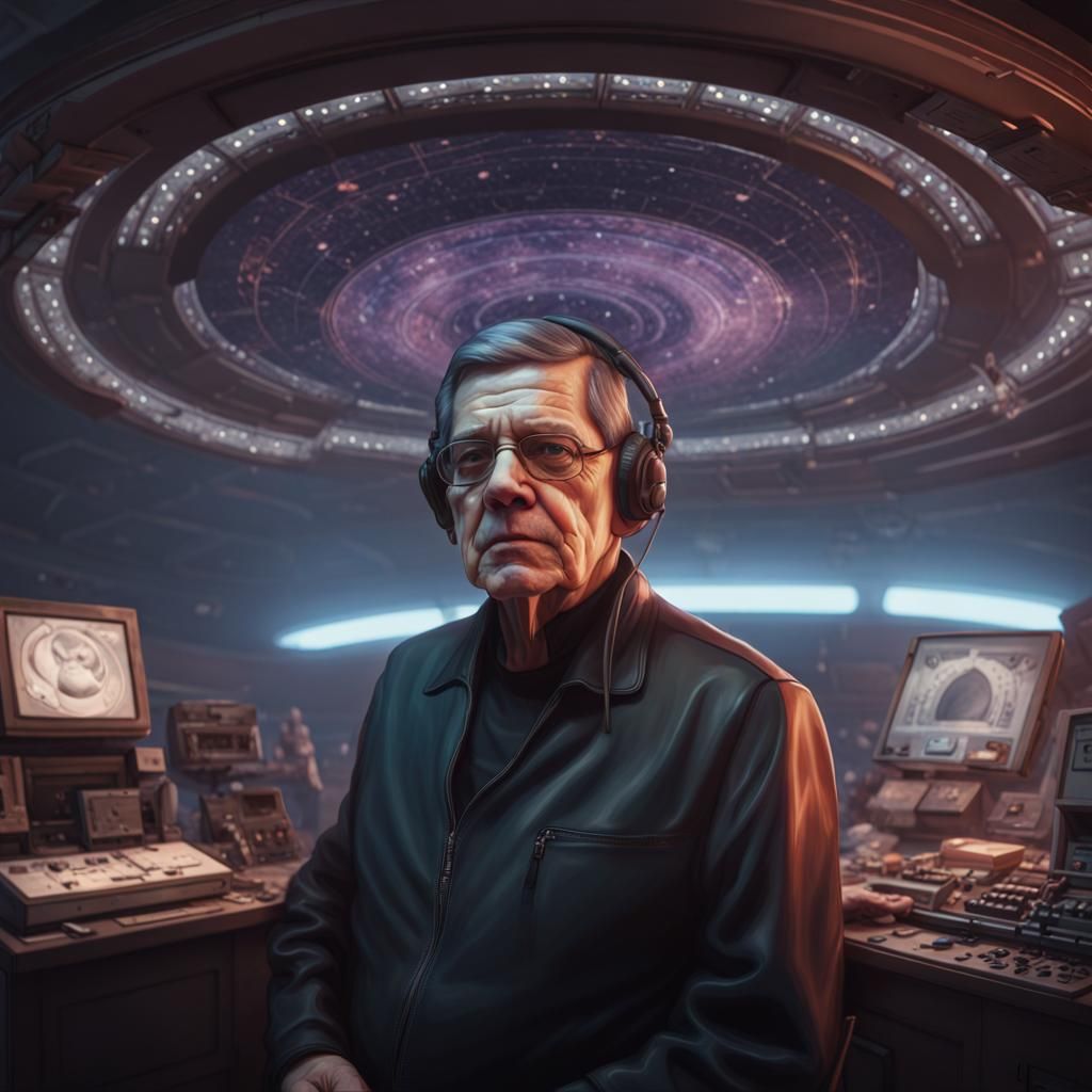 Ethereal Broadcaster Amidst Celestial Volumes