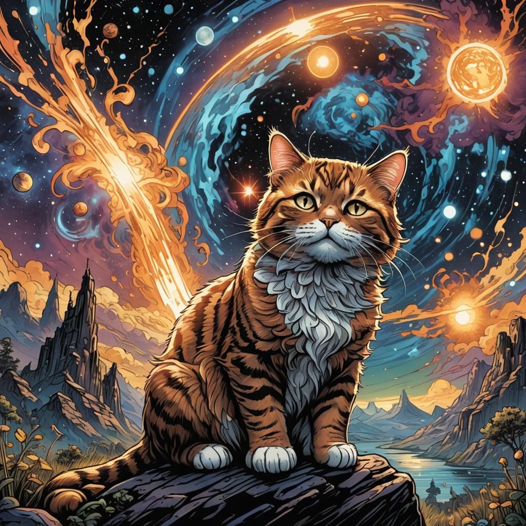 Cosmic Awakening Solar Feline Ascension