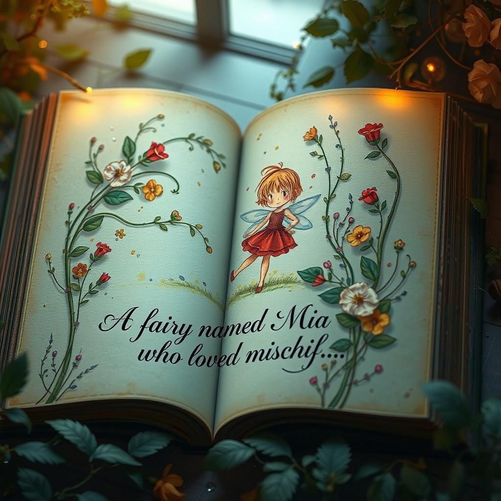 Whimsical Fairy in a Vintage Book