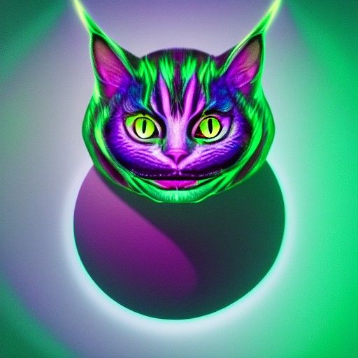Cosmic Cheshire Cat in Surrealist Astral Holographic Mixed M...