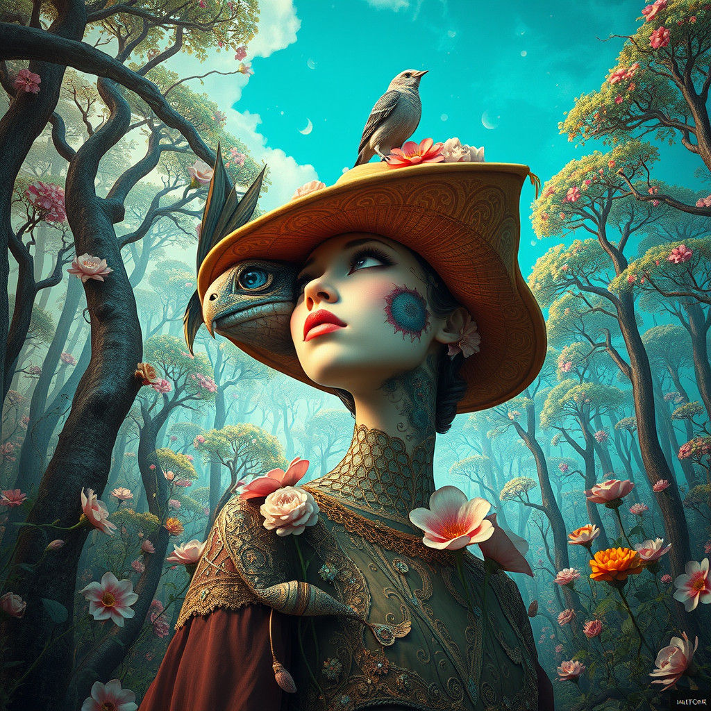 Ethereal Dream Woman in Vibrant Bloom