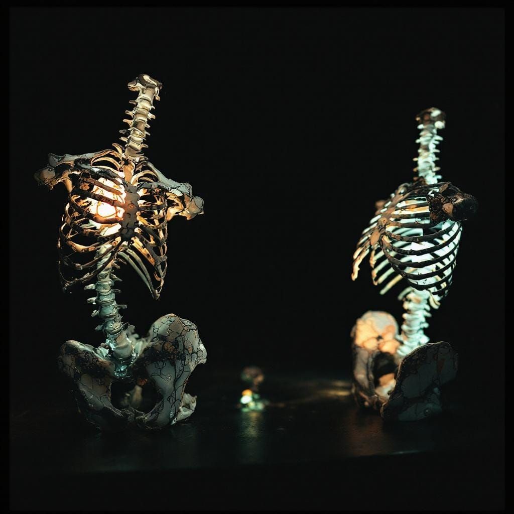 Ethereal Rib Cage Sculpture with LED Light