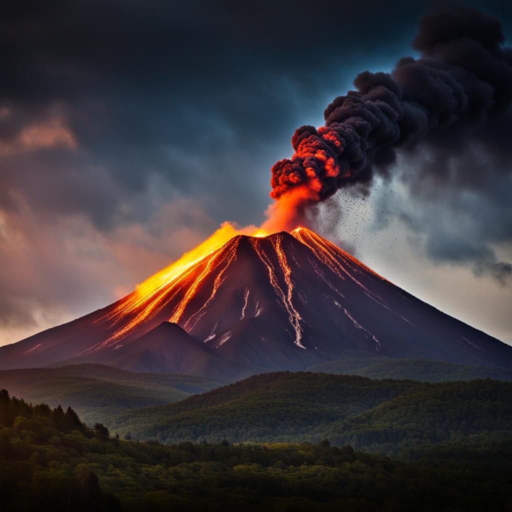 Dramatic Volcano Landscape in Professional Bokeh Lighting
