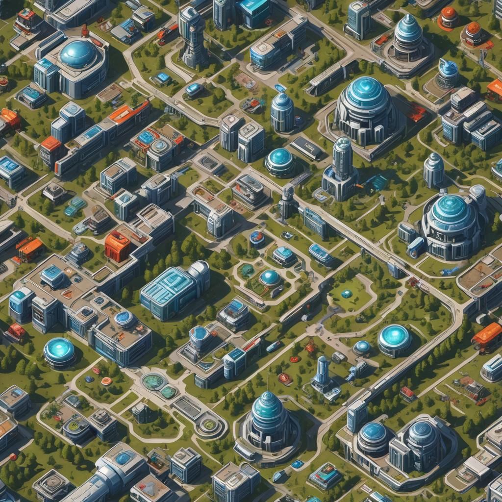 Futuristic Amusement Park in Space