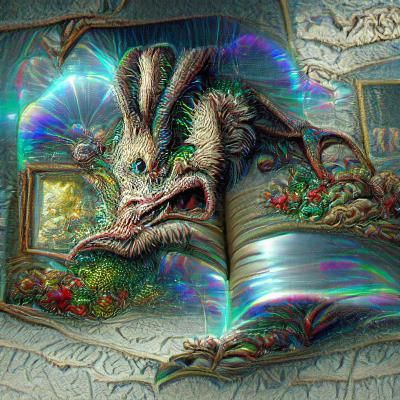 Mysterious Dragon-Like Jabberwock in Dark Mirror-Like Scene