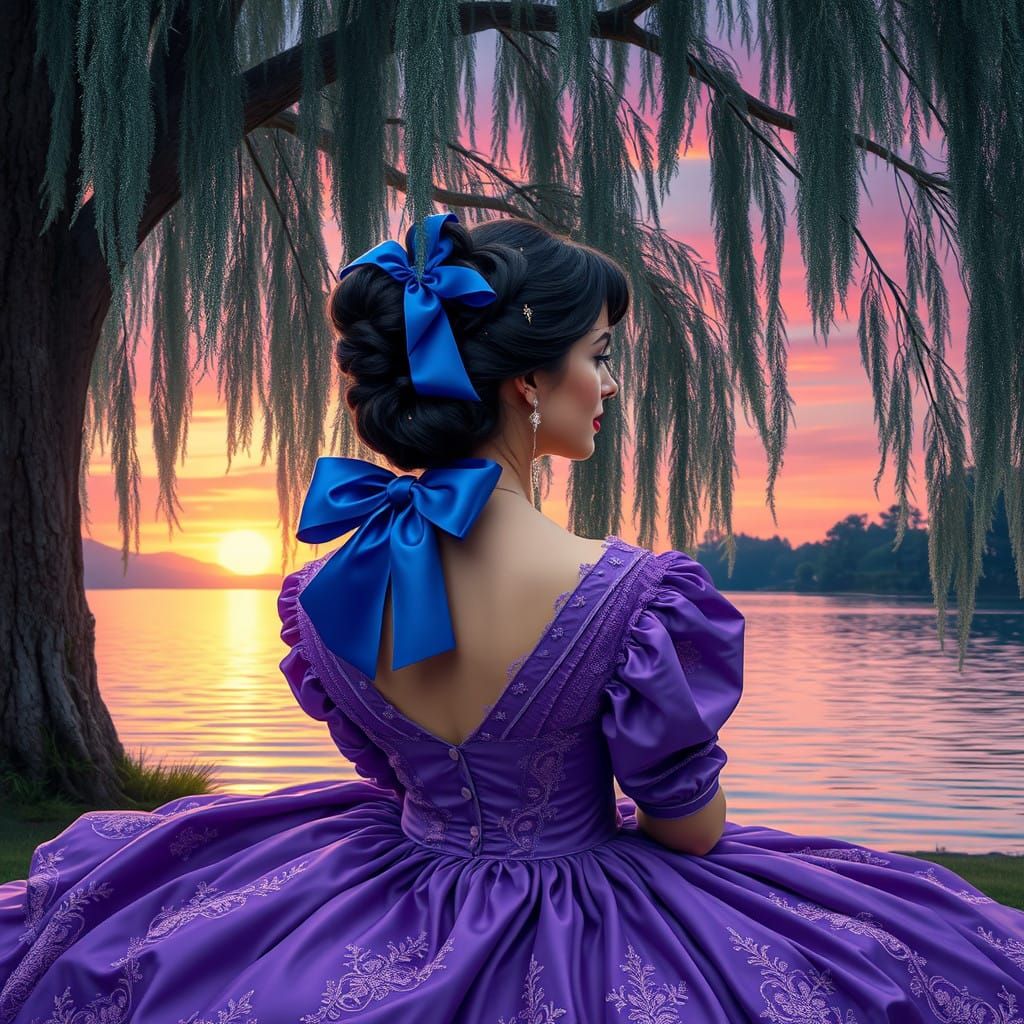 Ethereal Lady Under the Willow Tree