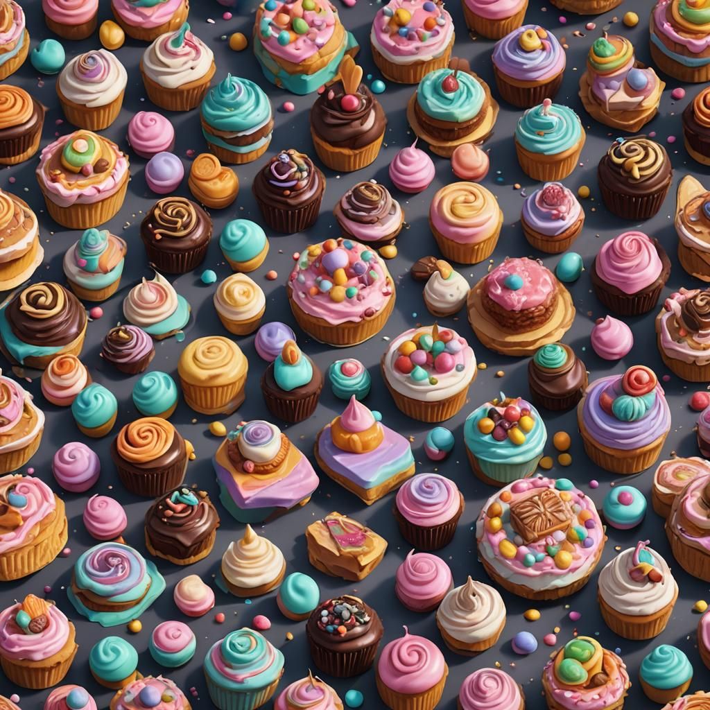 Whimsical Pastelitos Dulces in Vibrant Fantasy World