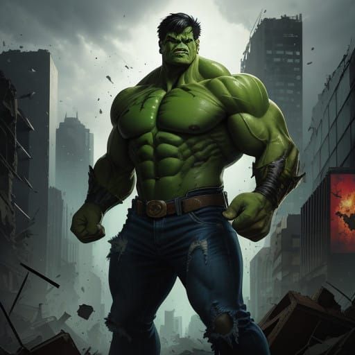 Mega Hulk in Classic Comic Book Style