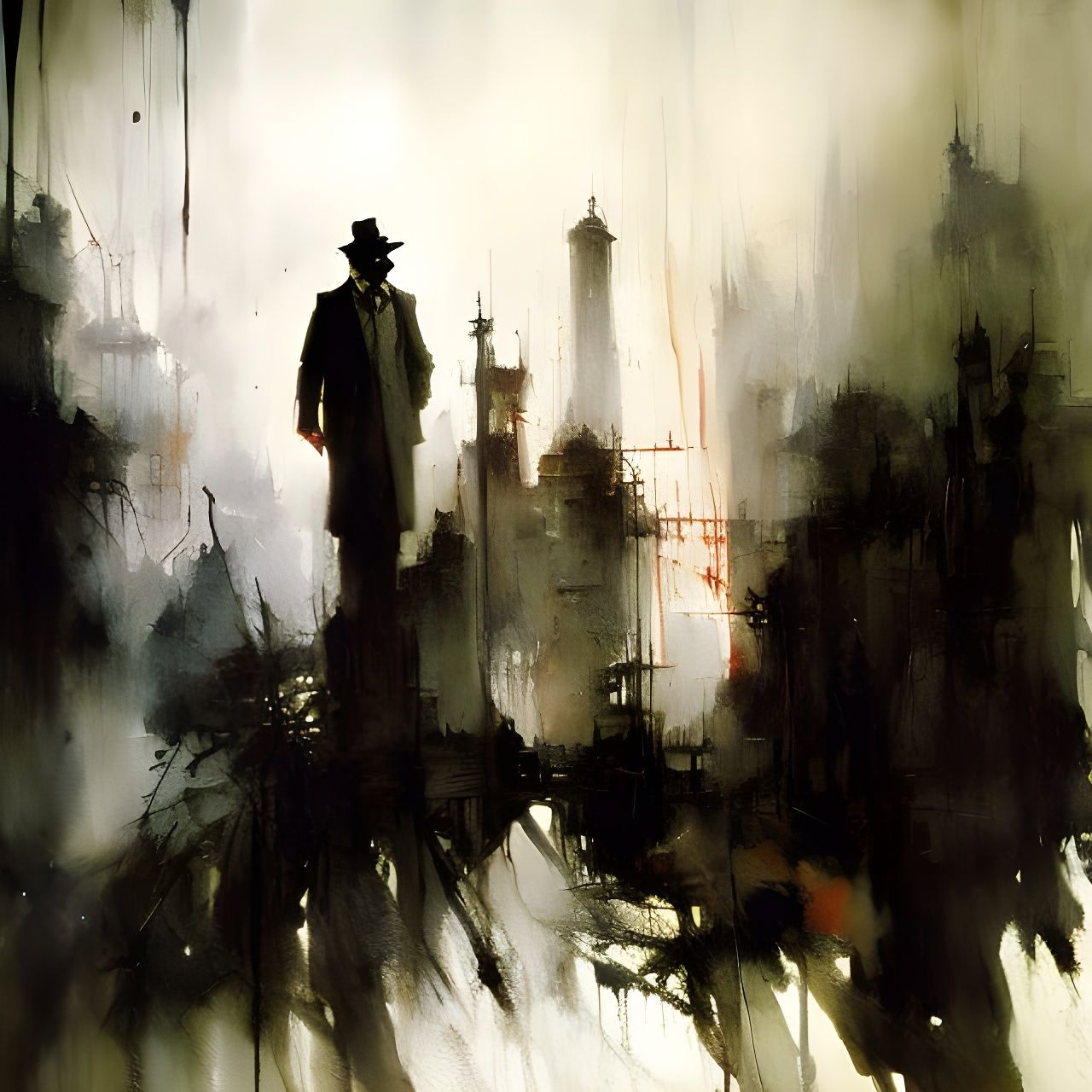 Dark Portrait of Madness in Oil Paint Style