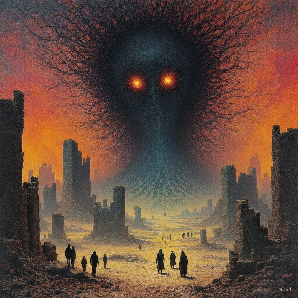 Surreal Fantasy Scene in Oil Painting Tradition