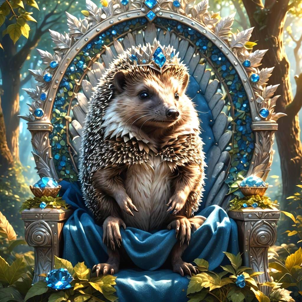 Regal Hedgehog Rules the Forest with Shimmering Crown