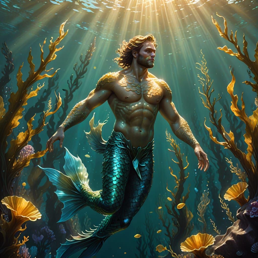 Merman Rising: A Hyperrealistic Digital Painting