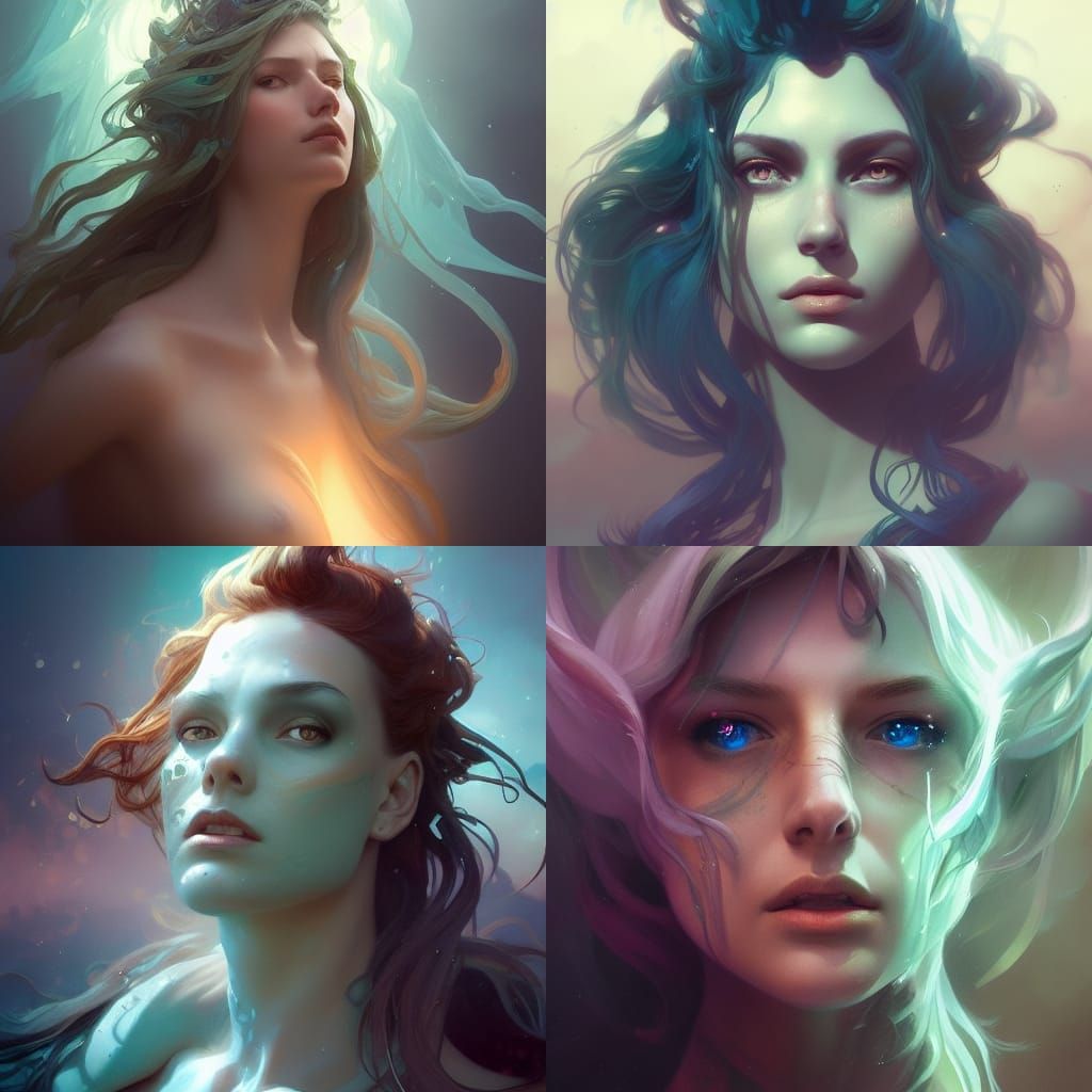 Surreal Sea Witch in Triadic Colors by Concept Artist