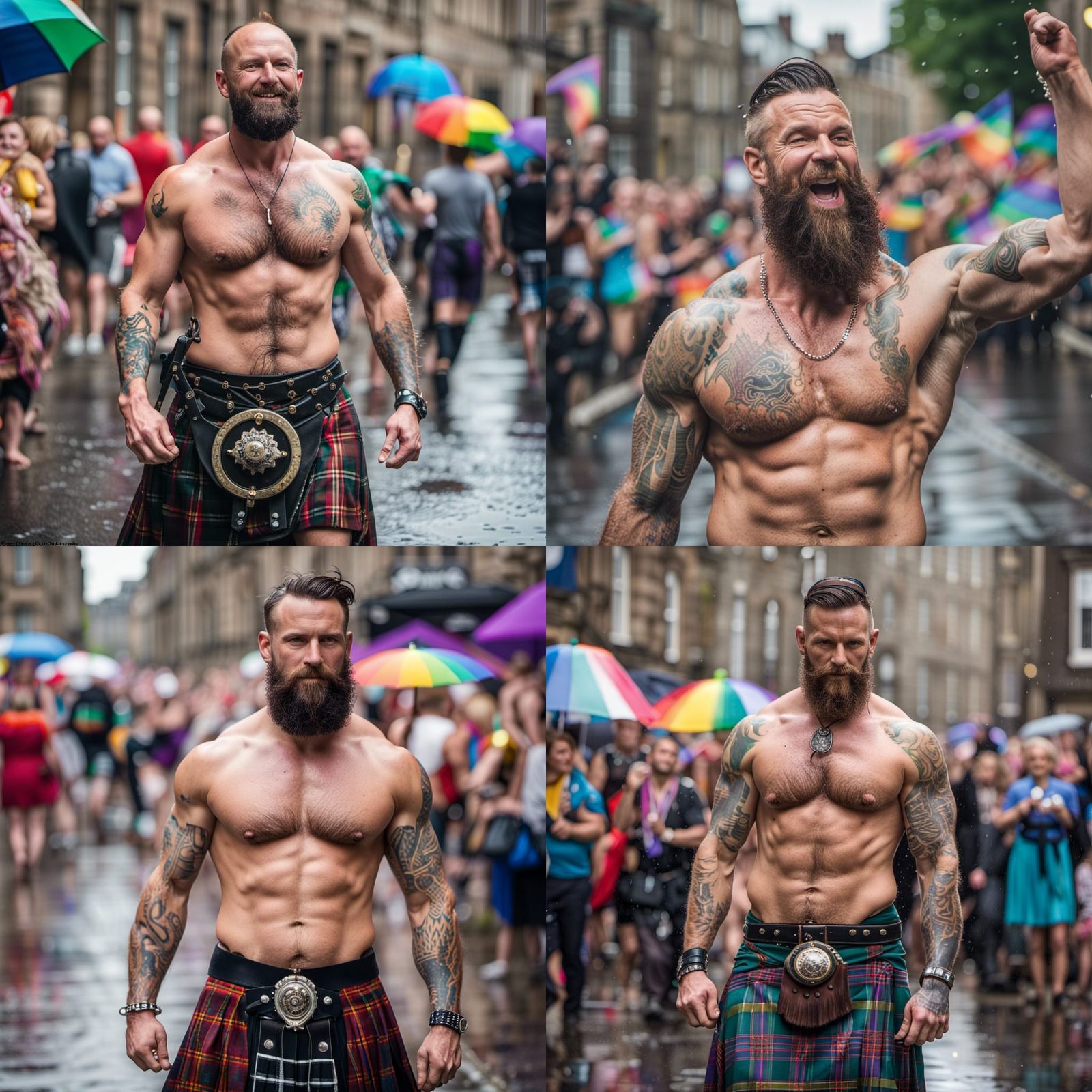 Muscular Bearded Man Celebrates Pride in Edinburgh