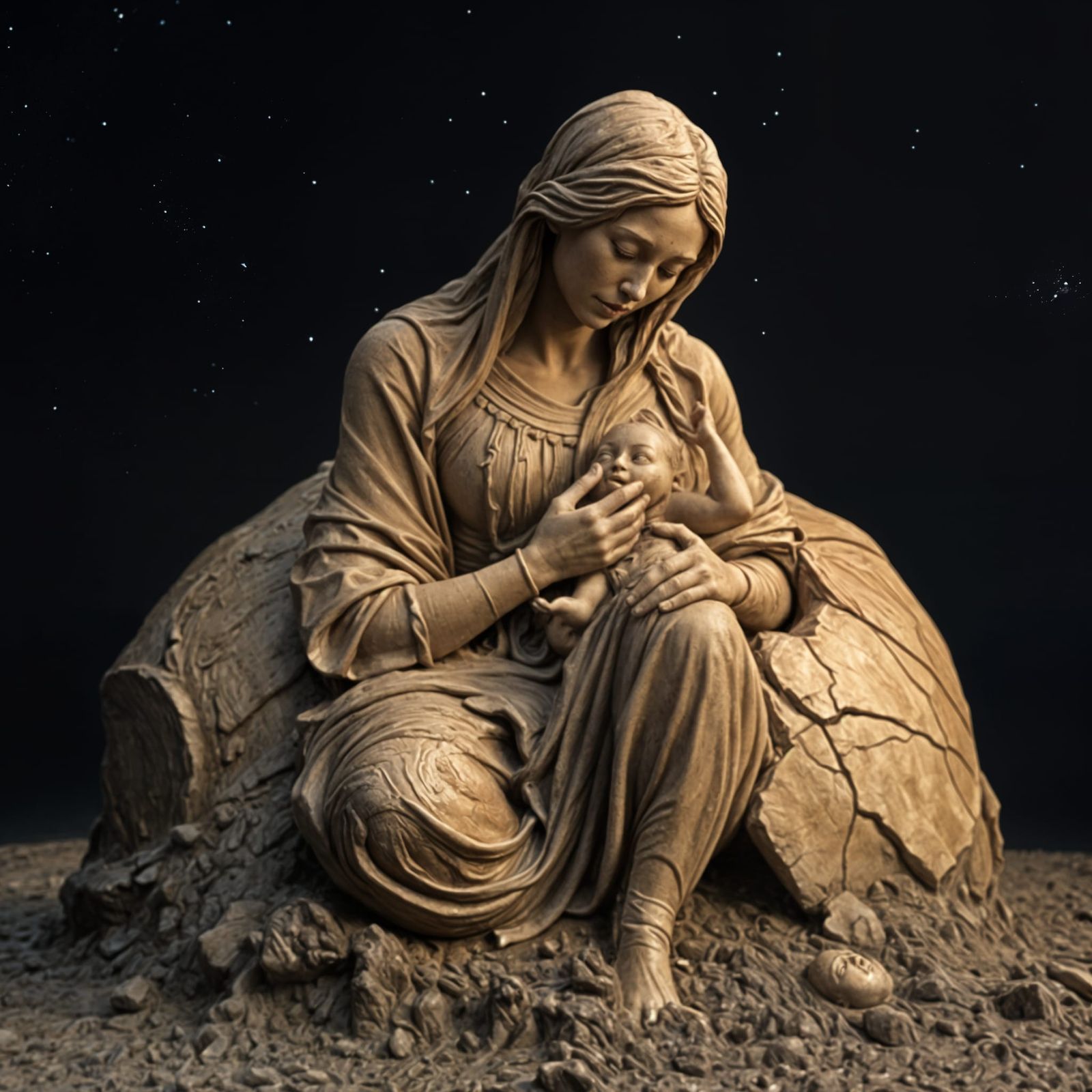 Earth Surrealism Masterpiece: Mother Goddess Emerging from t...