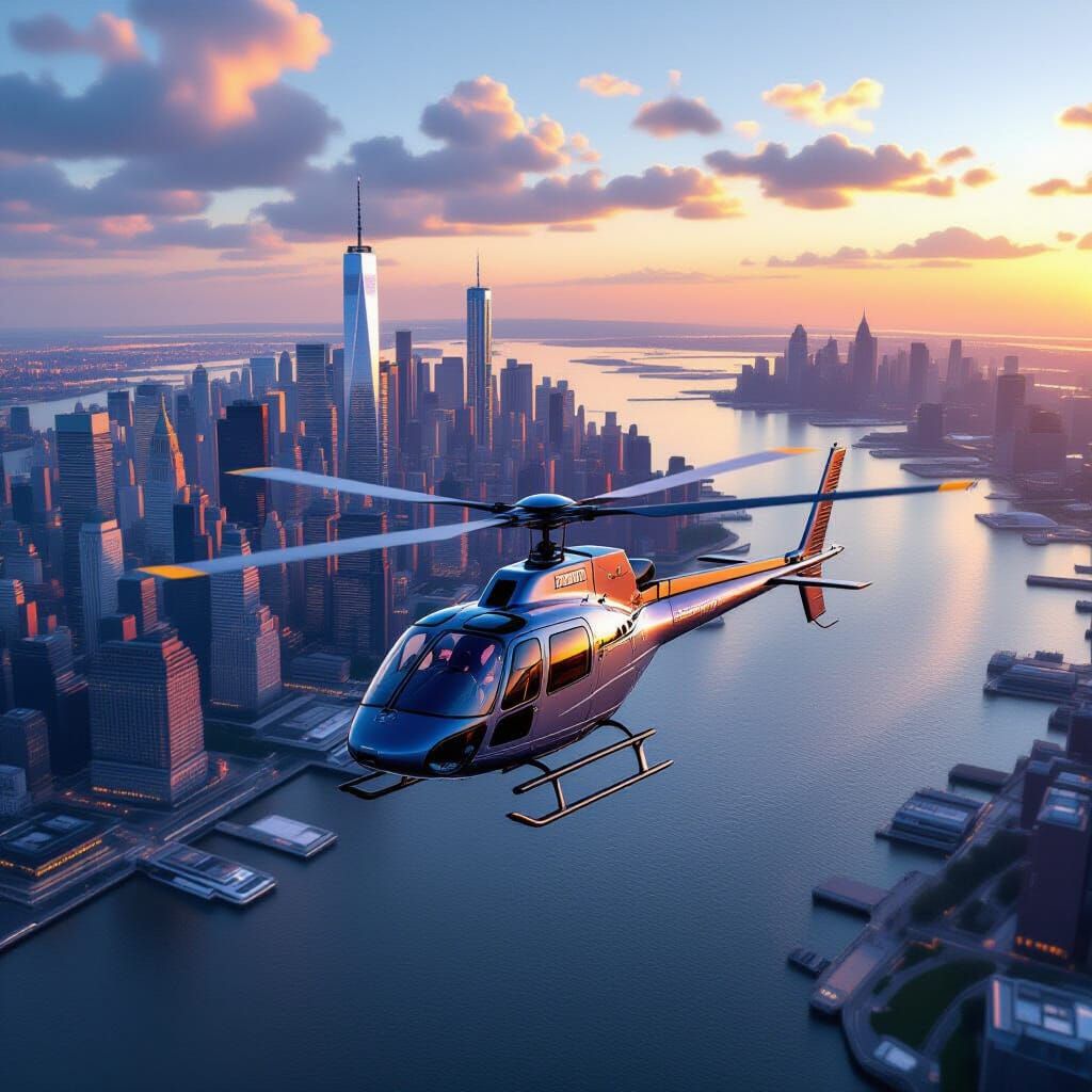 Futuristic Aerial View of New York City