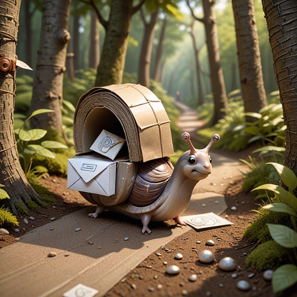 Cartoon Snail Mailman on a Mission