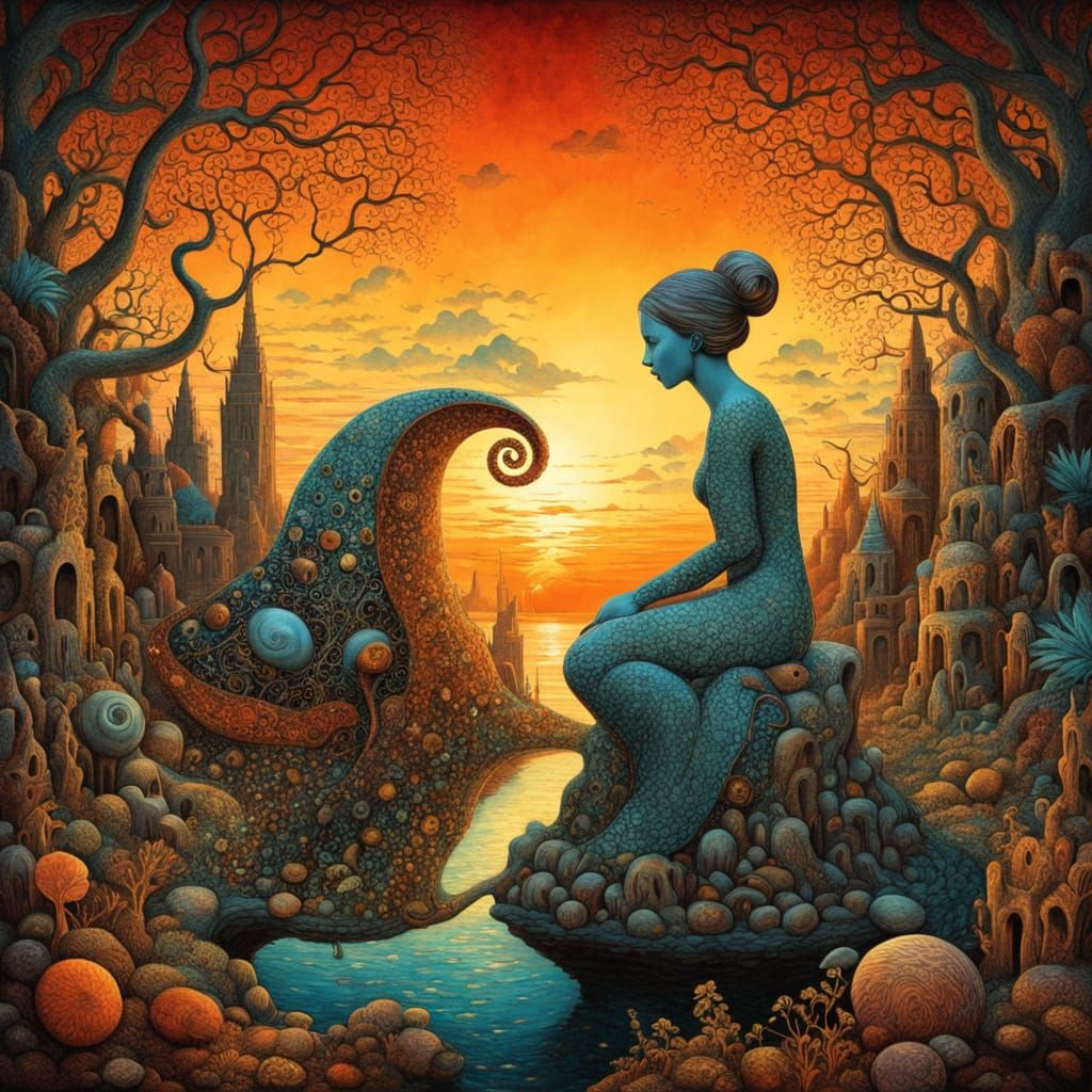 Mystical Shaman Assembles Shattered Mirrors in a Labyrinth o...