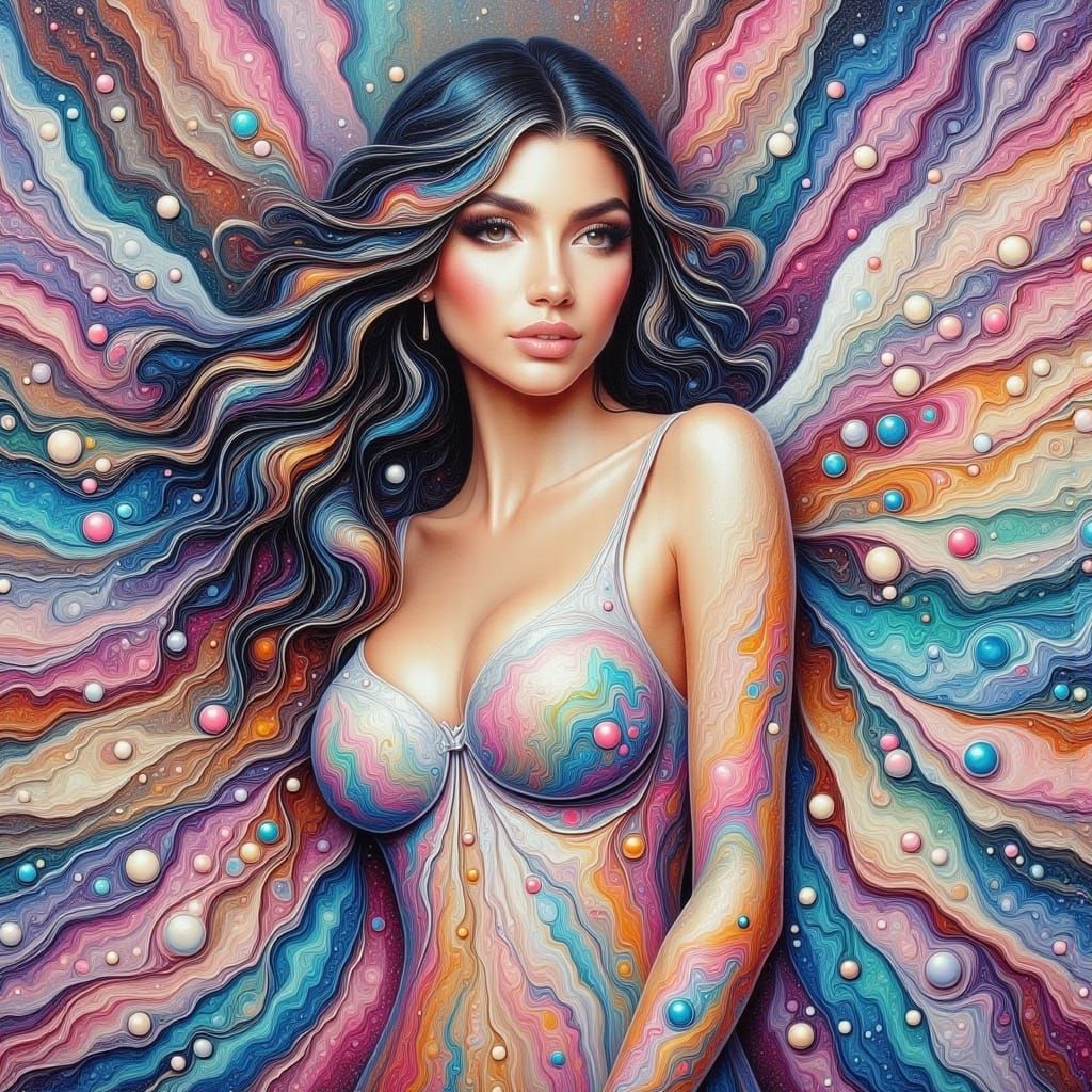 Surreal Angelic Portrait in Fluid Art Style