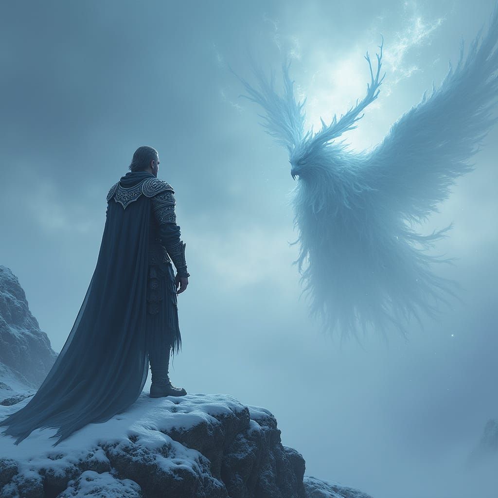 Nordic Warrior Gazing at Ethereal Runes