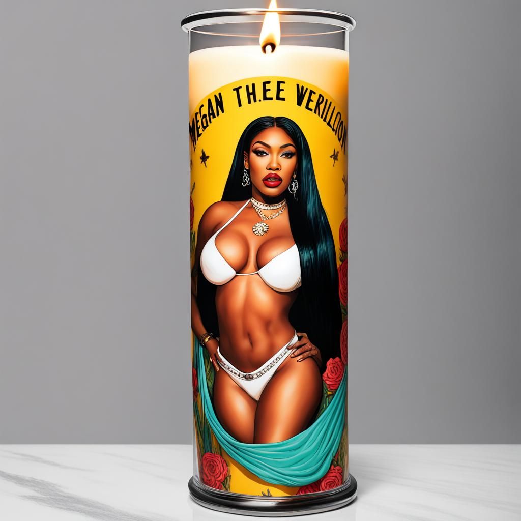 Mexican Veladora Candle with a Twerking Megan Thee Stallion