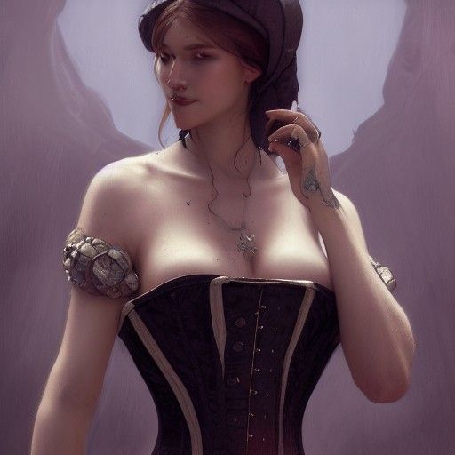 Portrait of a Regal Medieval Woman in Lavish Corsetry